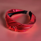 Bright Leather Red Knotted Hairband - H06