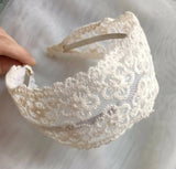 Cream Lace Hairband For Girls - H02