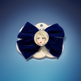 Elsa Blue Velvet Hair Bow Pin Single - HP-41#02