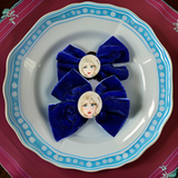 Elsa Blue Velvet Hair Bow Pin (Set of 2) - HP-41#01